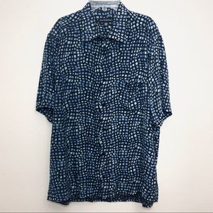 Jhane Barnes 100% Silk Short Sleeve Button Down
